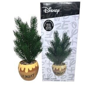 Disney Winnie the Pooh Hunny Pot Ceramic Planter Faux Pine Desk Tree New in Box